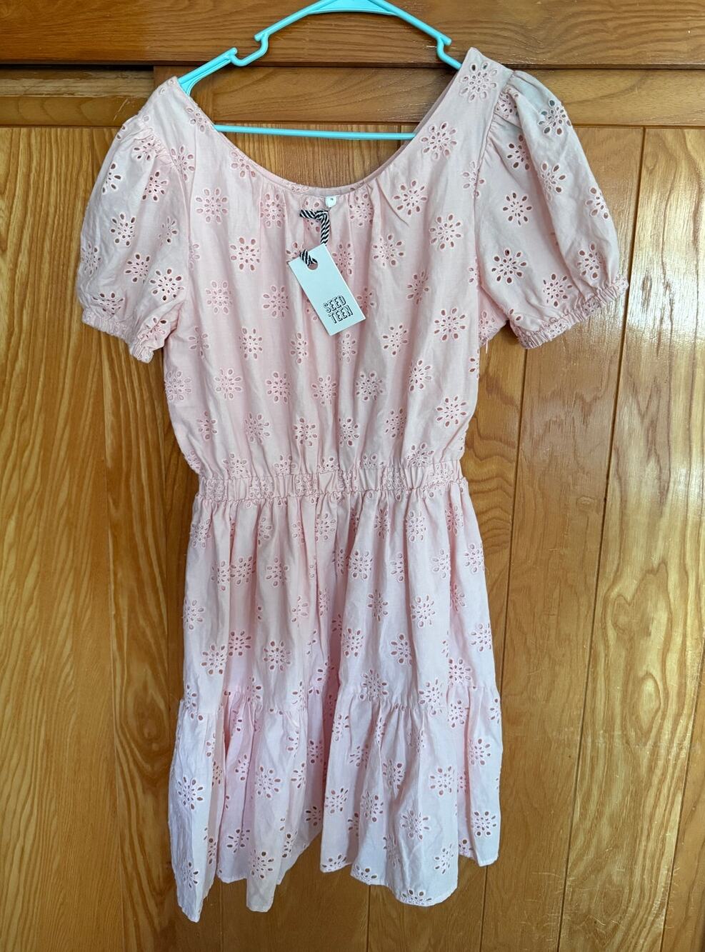 Seed Teen Pink Eyelet Broiderie Anglaise Mini Dress NWT, 16